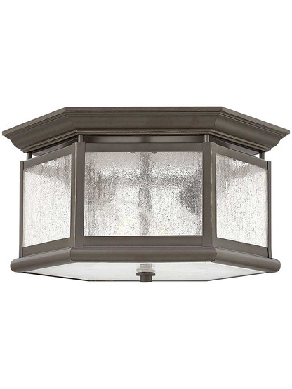 Edgewater Outdoor Flush-Mount Ceiling Light in Oil-Rubbed Bronze.